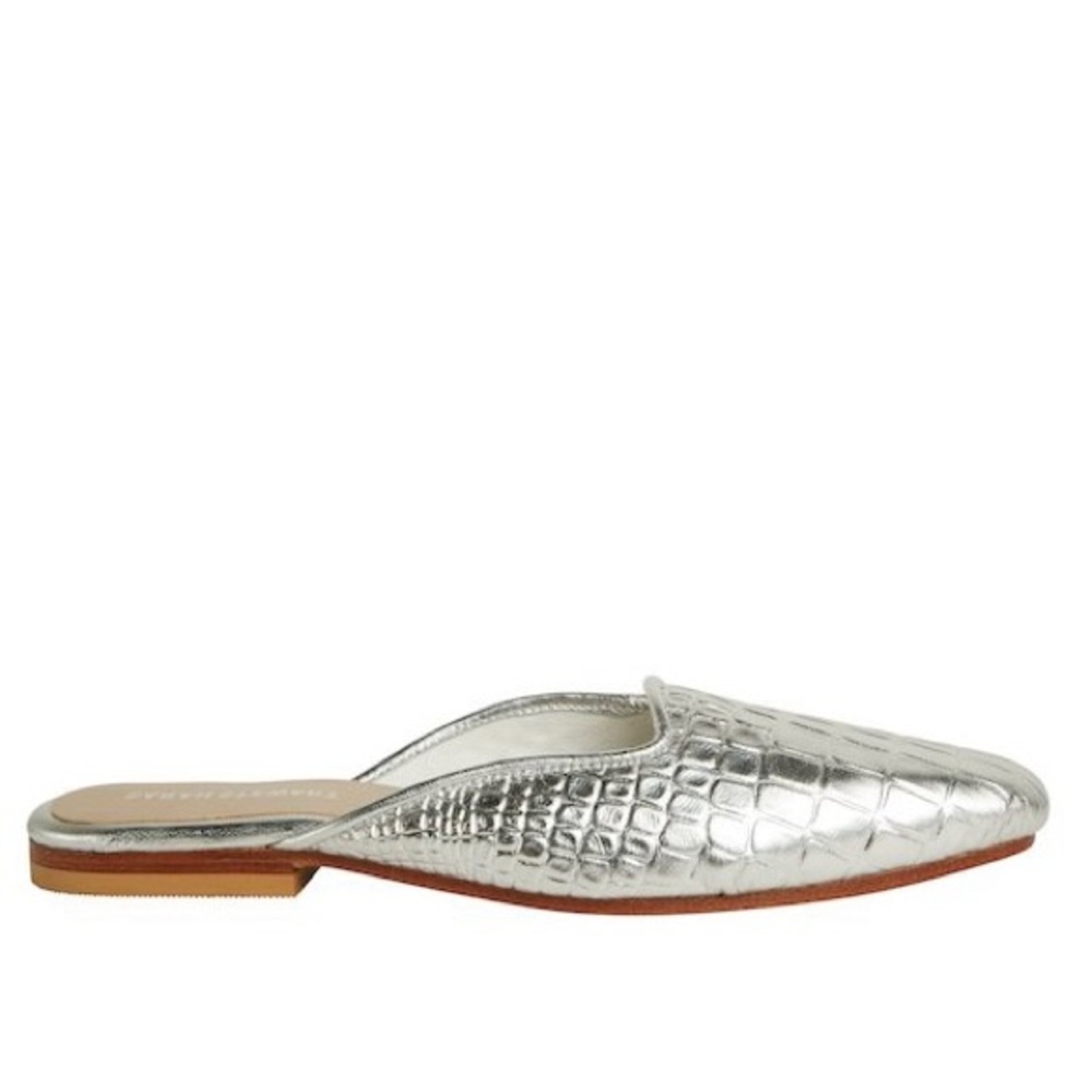 NWT Sarah Stewart The Clara Mule in Silver Croc